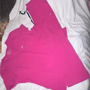 Figs Women's Hot Pink Medical Scrub Top and Pants Set
